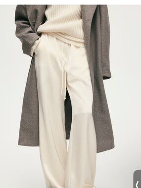 Women's Cream Satin Drawstring Pants